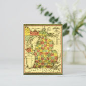 1853 Vivid Map van Michigan Show ware trouw MI Briefkaart (Staand voorkant)