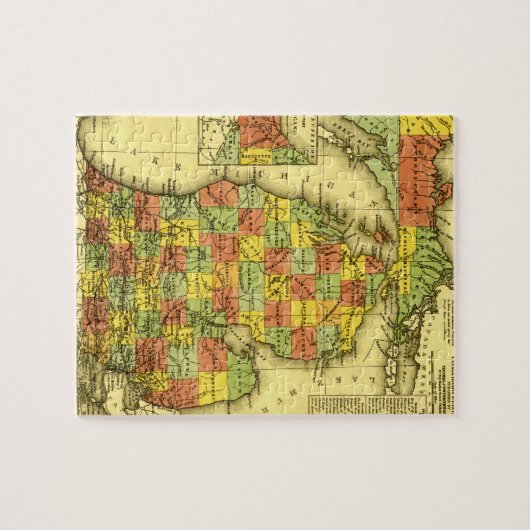 1853 Vivid Map van Michigan Show ware trouw MI Legpuzzel (Horizontaal)