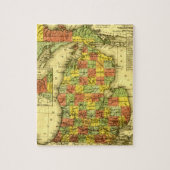 1853 Vivid Map van Michigan Show ware trouw MI Legpuzzel (Verticaal)