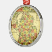 1853 Vivid Map van Michigan Show ware trouw MI Metalen Ornament (Links)