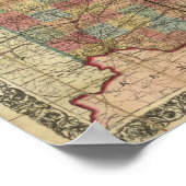 1854 Antiek spoorkaart van Ohio Poster (Hoek)