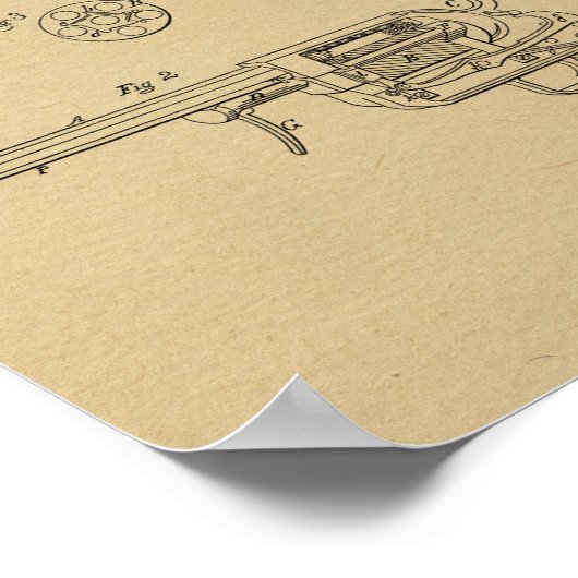 1854 Pistool Kunsttekentekening  Poster (Hoek)