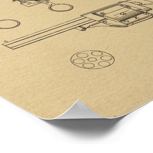 1854 Pistool Revolver Patent Art Drawing Print (Hoek)