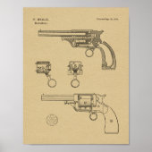 1854 Pistool Revolver Patent Art Drawing Print (Voorkant)