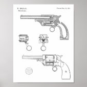 1854 Pistool Revolver Patent Art Drawing Print (Voorkant)