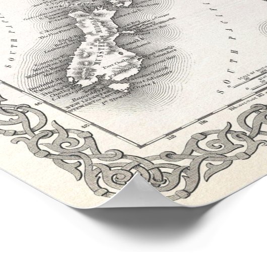 1855 Colton Map of Hawaii and New Zealand Poster (Hoek)