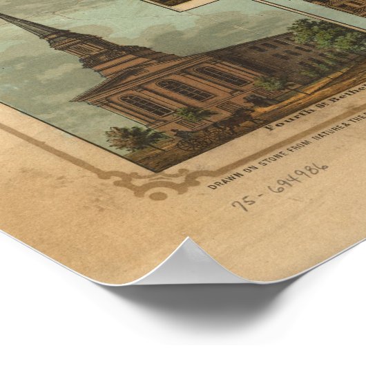 1855 Harrisburg, PA Birds Eye Uitzicht Panoramic M Poster (Hoek)