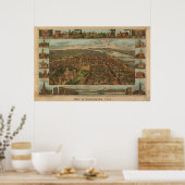 1855 Harrisburg, PA Birds Eye Uitzicht Panoramic M Poster (Keuken)