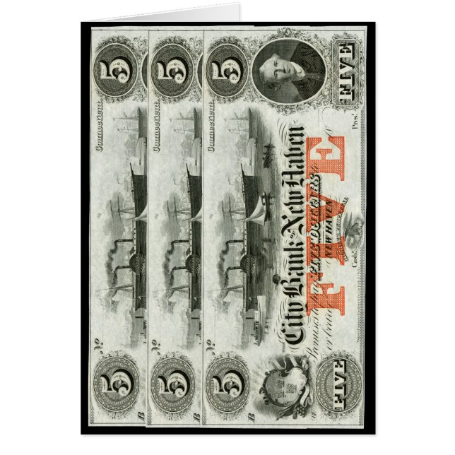 1855 New Haven 5-dollarbiljet (Voorkant)