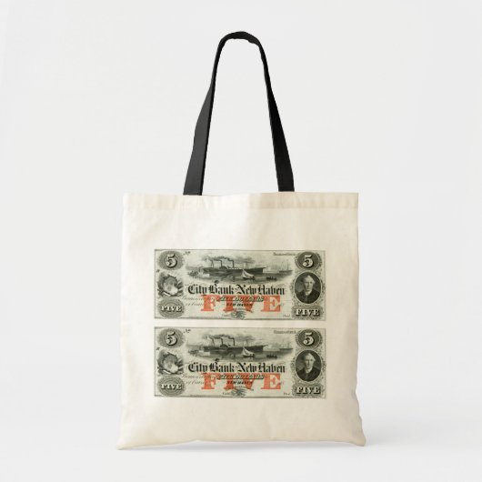 1855 New Haven 5-dollarbiljet Tote Bag (Voorkant)