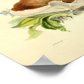  1855 paddenstoelen White Brown Art-afdrukken Poster (Hoek)