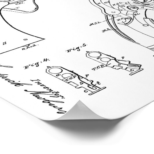 1855 Pistool Revolver Patent Art Drawing Print (Hoek)