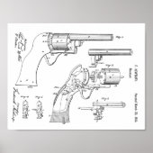 1855 Pistool Revolver Patent Art Drawing Print (Voorkant)
