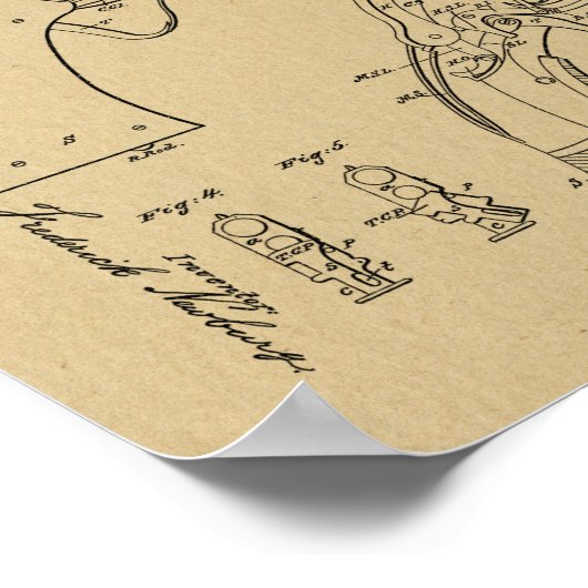 1855 Pistool Revolver Patent Art Drawing Print (Hoek)