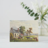 1855 Vintage Boerderij Waterverf Briefkaart (Staand voorkant)