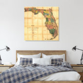 1856 Kaart van de staat Florida door Columbus Drew Canvas Afdruk (Insitu (Slaapkamer))