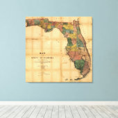 1856 Kaart van de staat Florida door Columbus Drew Canvas Afdruk (Insitu (Houten vloer))