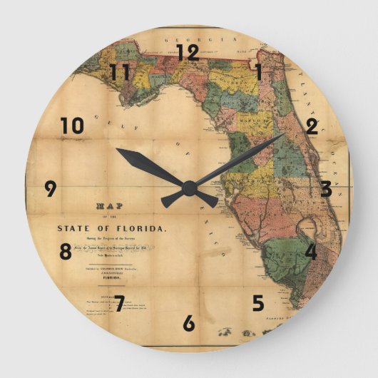 1856 Kaart van de staat Florida door Columbus Drew Grote Klok (Voorkant)