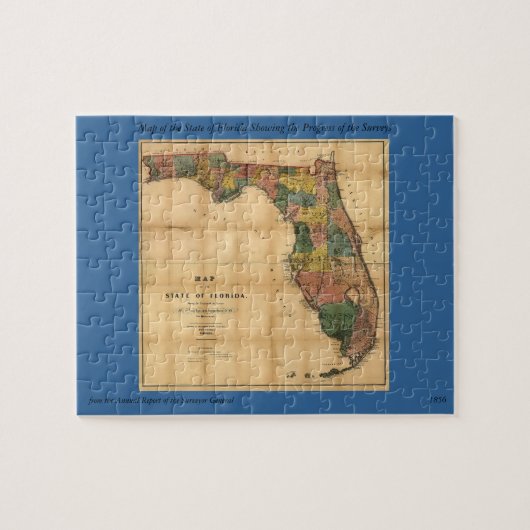 1856 Kaart van de staat Florida door Columbus Drew Legpuzzel (Horizontaal)