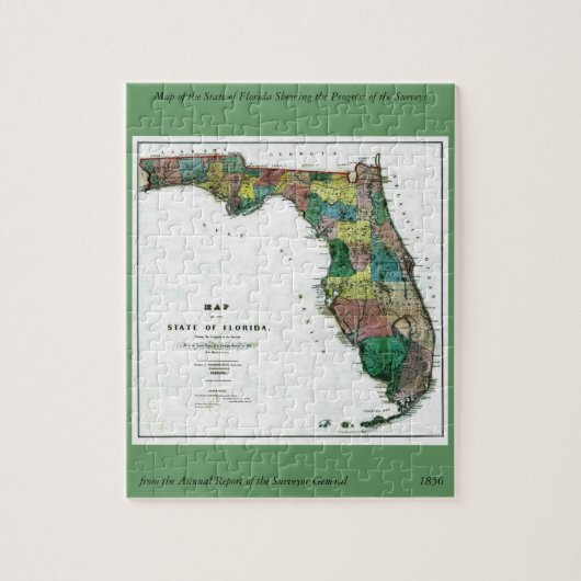 1856 Kaart van de staat Florida door Columbus Drew Legpuzzel (Verticaal)