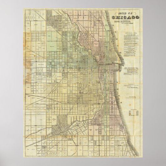 1857 Map of Chicago Illinois Poster (Voorkant)
