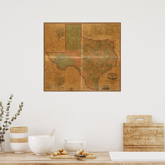1857 Map of Texas Poster (Keuken)