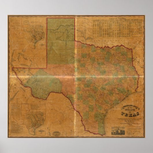 1857 Map of Texas Poster (Voorkant)