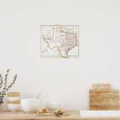 1857 Texas Map Poster (Keuken)