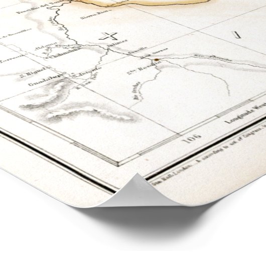 1857 Texas Map Poster (Hoek)