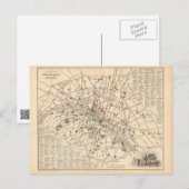 1858 Kaart: Itineraire des Omnibus dans Paris Fran Briefkaart (Voorkant / Achterkant)