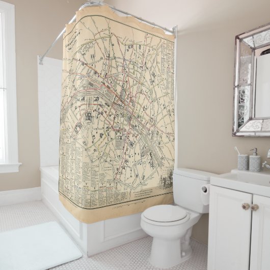 1858 Kaart: Itineraire des Omnibus dans Paris Fran Douchegordijn (In situ)