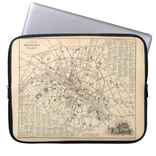 1858 Kaart: Itineraire des Omnibus dans Paris Fran Laptop Sleeve