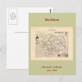 1858 kaart van de Afdeling van Morbihan, Frankrijk (Voorkant / Achterkant)