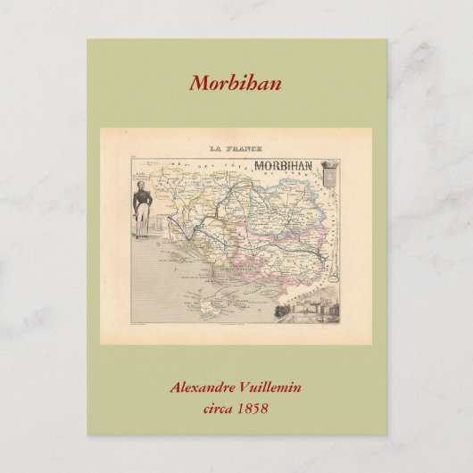1858 kaart van de Afdeling van Morbihan, Frankrijk (Voorkant)