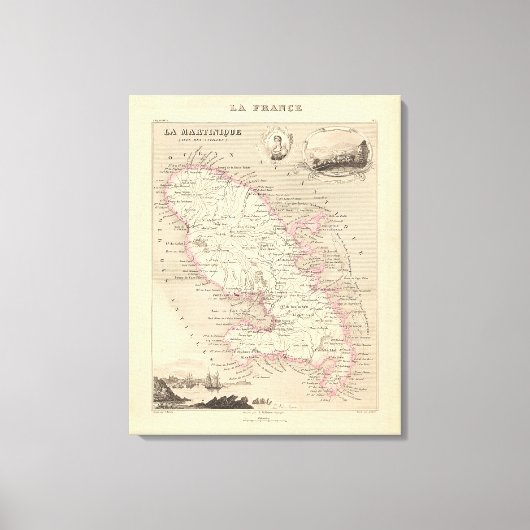 1858 Kaart van het departement Martinique, Poster  Canvas Afdruk (Voorkant)