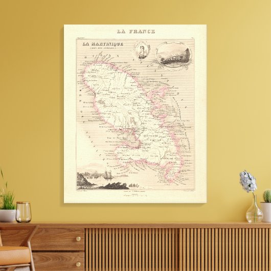 1858 Kaart van het departement Martinique, Poster  Canvas Afdruk (Insitu (Woonkamer))