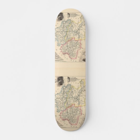 1858 Map of Ariege Department, Frankrijk Persoonlijk Skateboard (Voorkant)