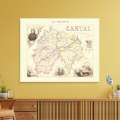1858 Map of Cantal Department, France Poster Canvas Afdruk (Insitu (Woonkamer))