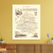 1858 Map of Dordogne Department, France Poster Canvas Afdruk (Insitu (Woonkamer))