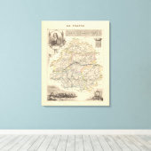 1858 Map of Dordogne Department, France Poster Canvas Afdruk (Insitu (Houten vloer))