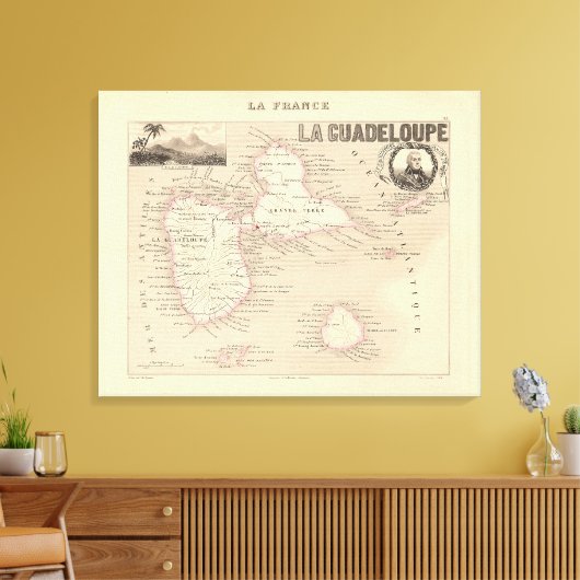 1858 Map of Guadeloupe Department, France Poster Canvas Afdruk (Insitu (Woonkamer))