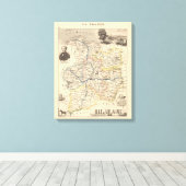 1858 Map of Ille et Vilaine Department, France Pos Canvas Afdruk (Insitu (Houten vloer))