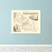 1858 Map of Loir et Cher Department, France Poster Canvas Afdruk (Insitu (Houten vloer))