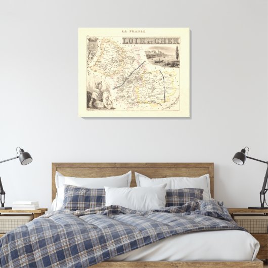 1858 Map of Loir et Cher Department, France Poster Canvas Afdruk (Insitu (Slaapkamer))