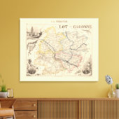 1858 Map of Lot et Garonne Department, France Post Canvas Afdruk (Insitu (Woonkamer))