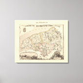 1858 Map of Seine Inferieure Department, France Po Canvas Afdruk (Voorkant)