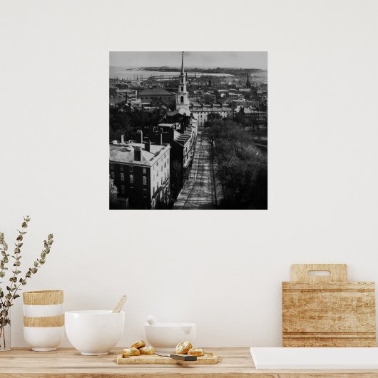 1859: Een uitzicht van Boston uit het State House Poster (Keuken)