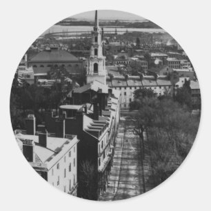 1859: Een uitzicht van Boston uit het State House Ronde Sticker