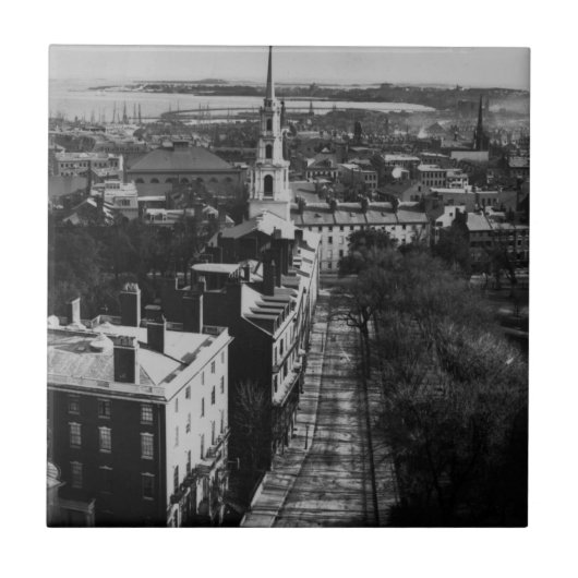 1859: Een uitzicht van Boston uit het State House Tegeltje (Voorkant)