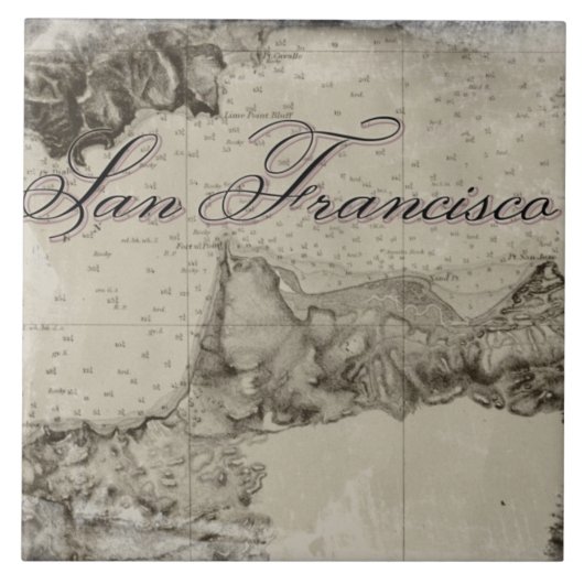 1859 San Francisco Bay Map Tegeltje (Voorkant)